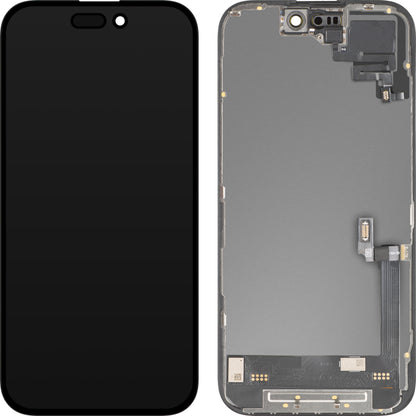 Kosketusnäyttö ja lähisyysanturi MP, yhteensopiva Apple iPhone 16:n kanssa, kehyksellä, OLED FHD -diagnostiikkaversio, musta
