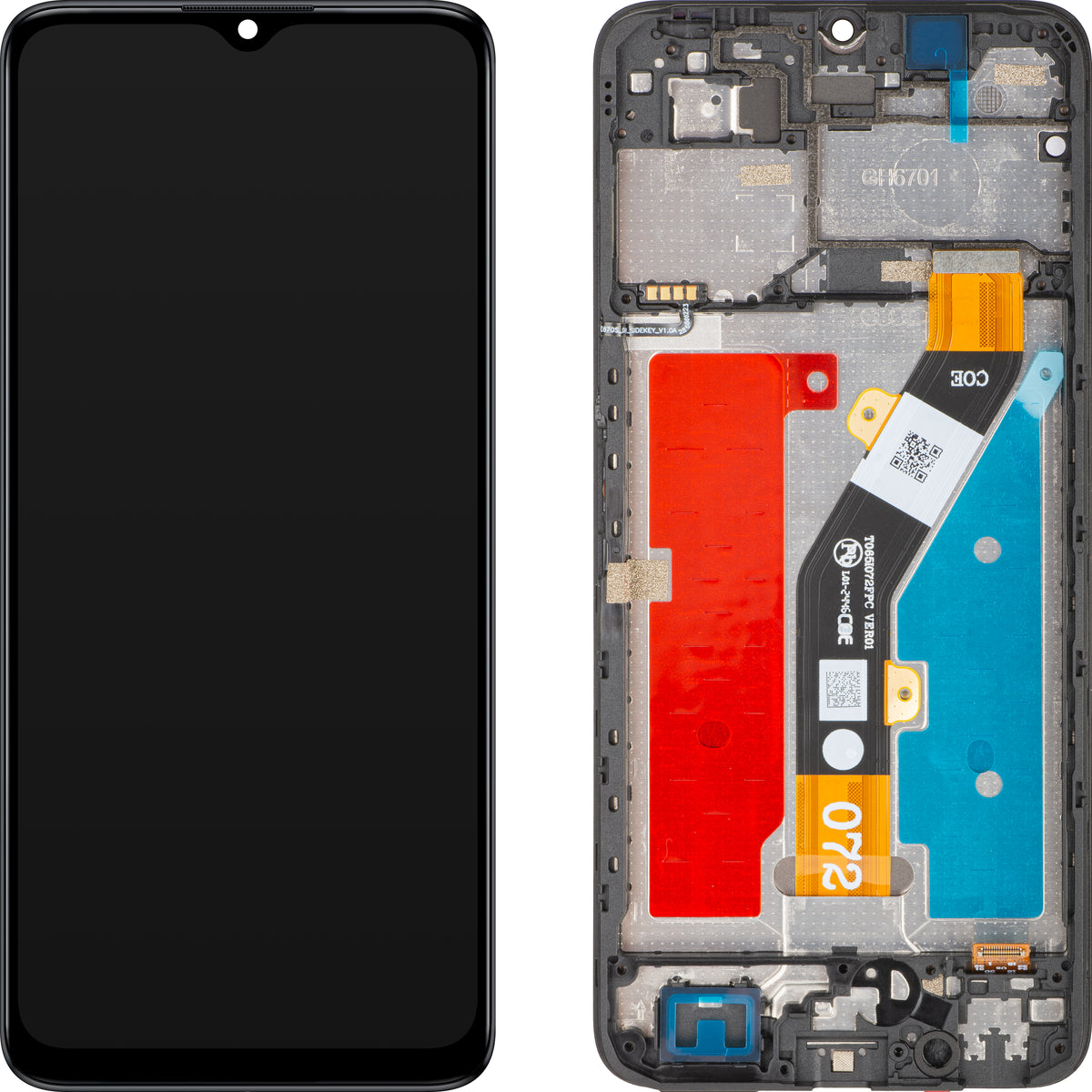 ZTE Blade A34 / Blade A54 -näyttö kosketusnäytöllä ja kehyksellä, musta, Service Pack 80800518534