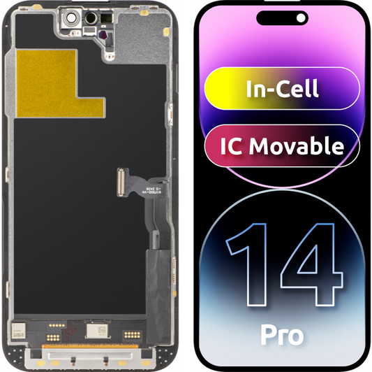 ZY Kosketusnäyttö Apple iPhone 14 Pro:lle, kehyksellä, In-Cell IC siirrettävä LCD-versio, musta 