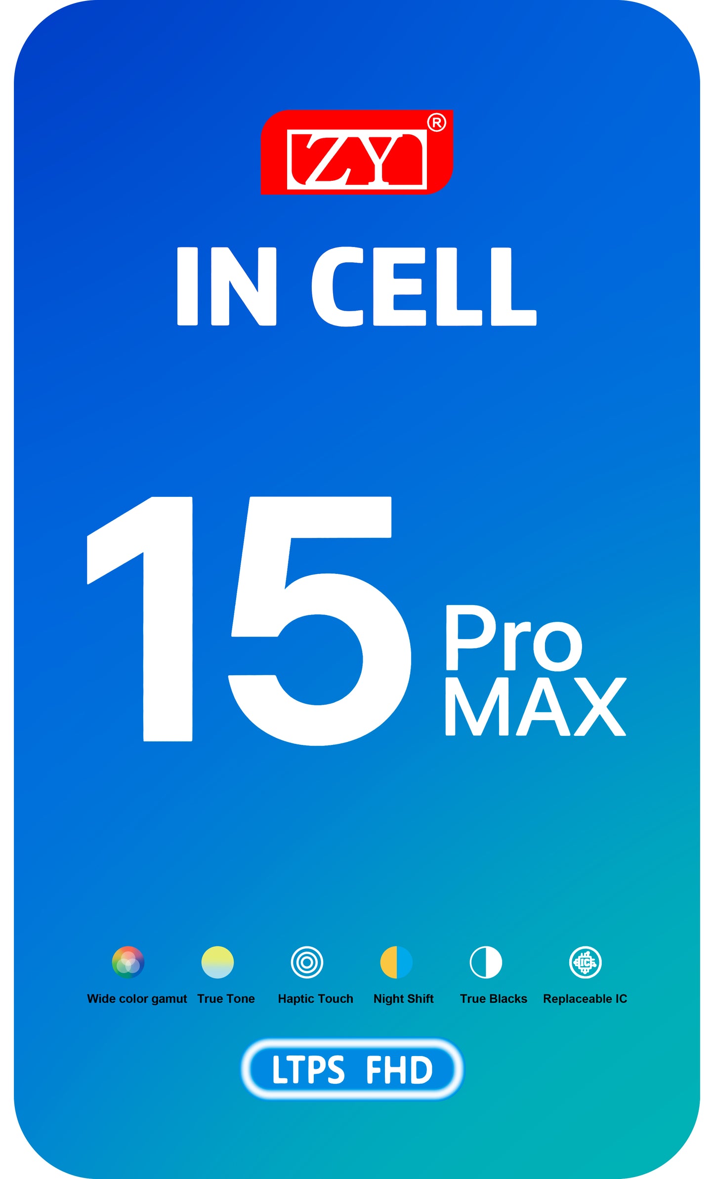 ZY Touchscreen Display for Apple iPhone 15 Pro Max, with Frame, In-Cell IC Movable LCD Version, Black 