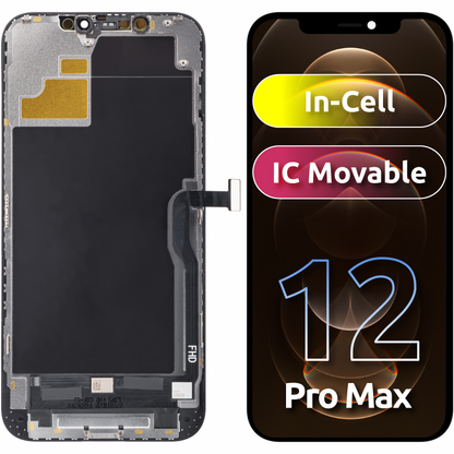 ZY Kosketusnäyttö Apple iPhone 12 Pro Max -puhelimeen, kehyksellä, In-Cell IC -siirrettävä LCD-versio, musta 