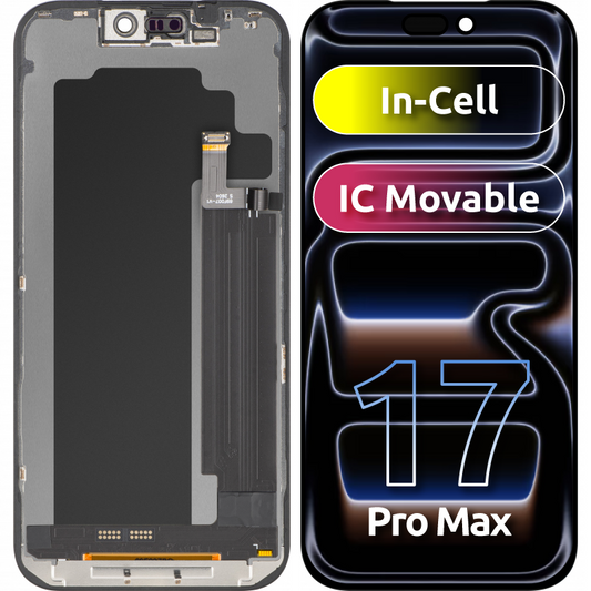 ZY-näyttö kosketusnäytöllä Apple iPhone 17 Pro Maxille, kehyksellä, LCD In-Cell IC Movable -versio, Musta
