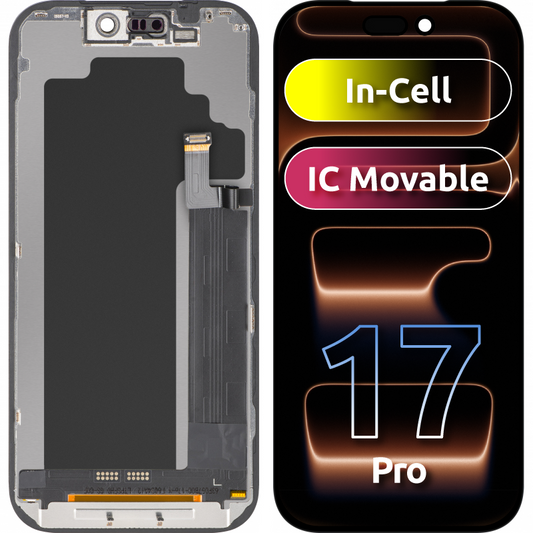 ZY-näyttö kosketusnäytöllä Apple iPhone 17 Prolle, kehyksellä, liikuteltava In-Cell IC LCD -versio, musta