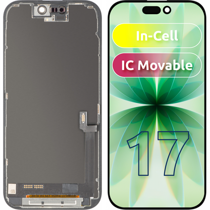 ZY-kosketusnäyttö Apple iPhone 17:lle, kehyksellä, liikuteltava In-Cell IC LCD -versio, musta