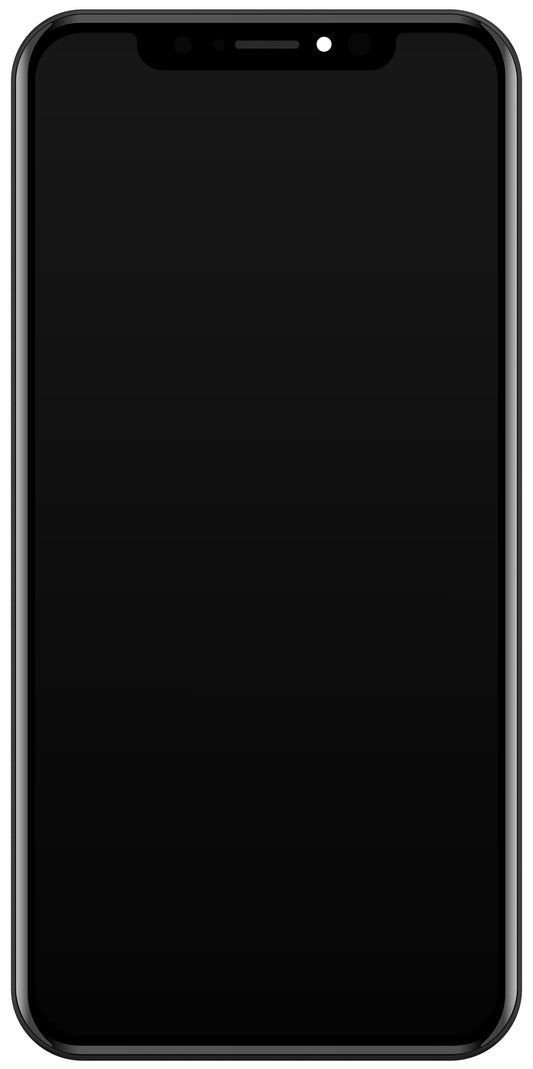 Kosketusnäytön näyttö JK Apple iPhone XS:lle, kehyksellä, kennon sisäinen LCD-versio, musta