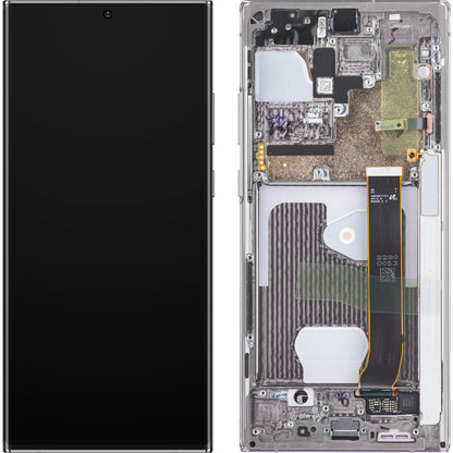 Näyttö kosketusnäytöllä Samsung Galaxy Note 20 Ultra 5G N986 / Note 20 Ultra N985, kehyksellä, valkoinen, Service Pack GH82-23596C
