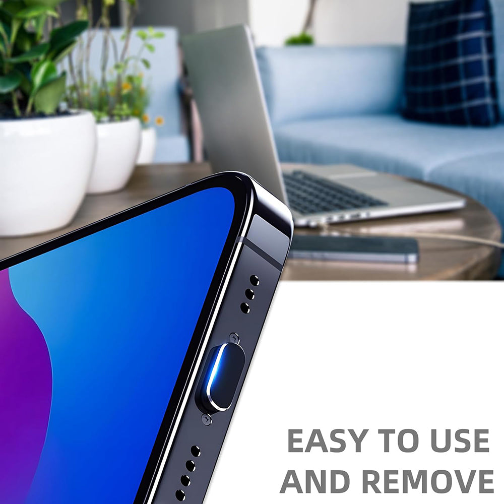 Techsuit AD1 puhdistussuojatulppa puhelinporttiin, USB-C, 4 kappaleen setti, musta