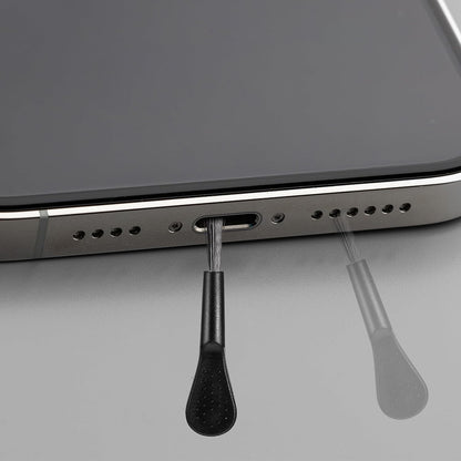 Techsuit AD1 puhdistussuojatulppa puhelinporttiin, USB-C, 4 kappaleen setti, musta