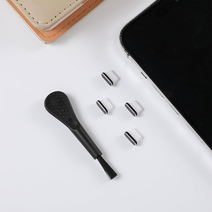 Techsuit AD1 puhdistussuojatulppa puhelinporttiin, USB-C, 4 kappaleen setti, musta