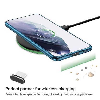 Techsuit AD1 puhdistussuojatulppa puhelinporttiin, USB-C, 4 kappaleen setti, musta