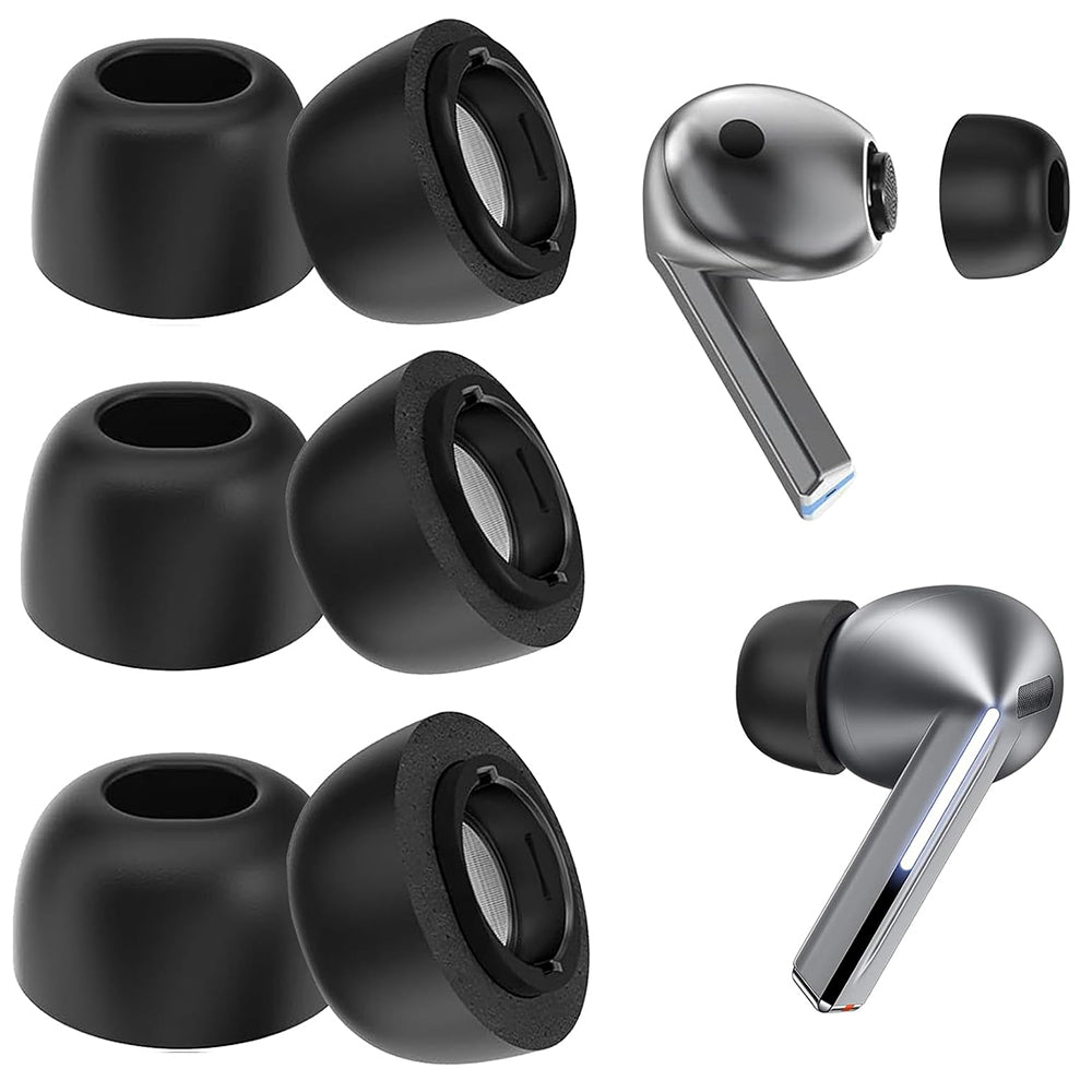 Techsuit ET3 -korvatyynyt Samsung Galaxy Buds3 Prolle, Koot S / M / L, Mustat