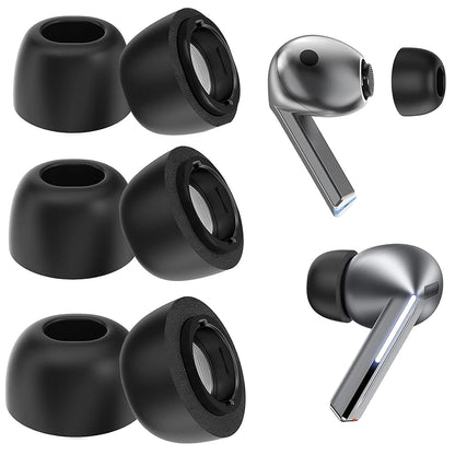 Techsuit ET3 -korvatyynyt Samsung Galaxy Buds3 Prolle, Koot S / M / L, Mustat
