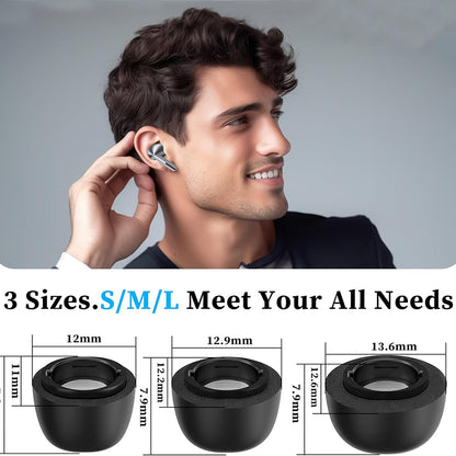 Techsuit ET3 -korvatyynyt Samsung Galaxy Buds3 Prolle, Koot S / M / L, Mustat