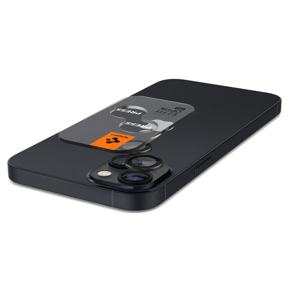 Spigen GlastR EZ FIT Optik Pro takakameran suojakalvo Apple iPhone 15 Plus / 15, Panssarilasi, 2 kappaleen setti, Musta AGL05213