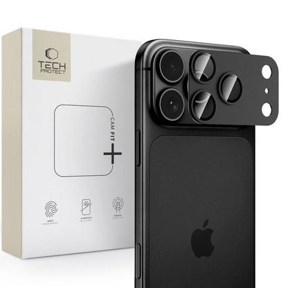 Takakameran suojakalvo Tech-Protect CamFull Fit+ Apple iPhone 18 Pro Maxille, Karkaistu lasi, Musta
