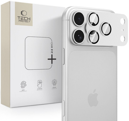 Takakameran suojakalvo Tech-Protect CamFull Fit+ Apple iPhone 18 Prolle, karkaistu lasi, hopea