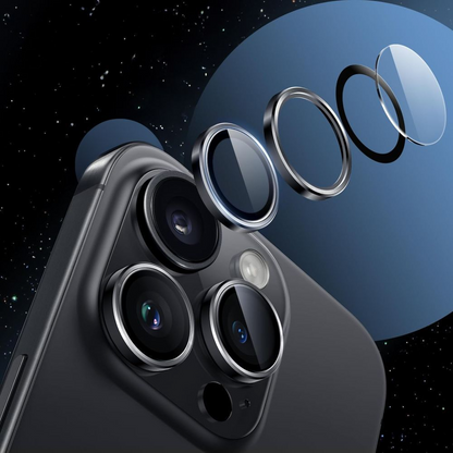 Suojakalvo Tech-Protect CamRing Fit+ Apple iPhone 17:n takakameralle, Karkaistu lasi, Läpinäkyvä