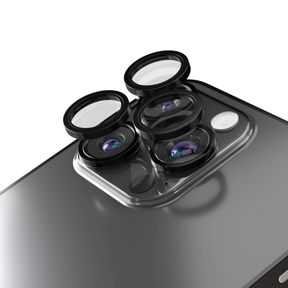 Etteri takakameran suojakalvo Apple iPhone 16 Pro Max / 16 Pro -malleihin, karkaistu lasi, musta