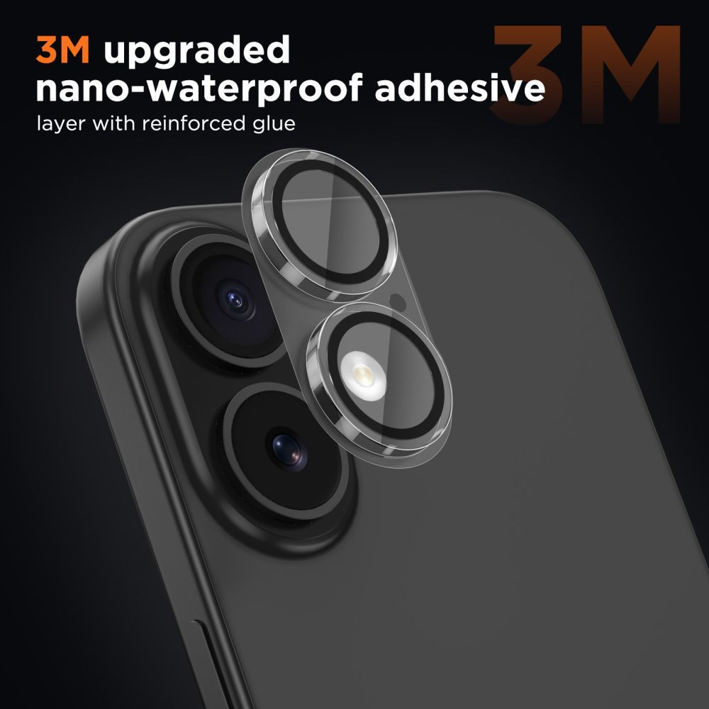 Suojakalvo Tech-Protect CamFull Fit+ Apple iPhone 17:n takakameralle, Karkaistu lasi, Matta Läpinäkyvä