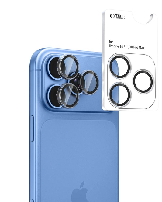 Takakameran suojakalvo Tech-Protect CamRing Fit+ Apple iPhone 18 Pro / 18 Pro Max -puhelimille, karkaistu lasi, läpinäkyvä