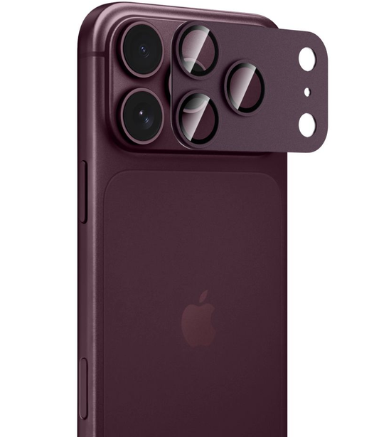Takakameran suojakalvo Tech-Protect CamFull Fit+ Apple iPhone 18 Pro Maxille, Karkaistu lasi, Viininpunainen