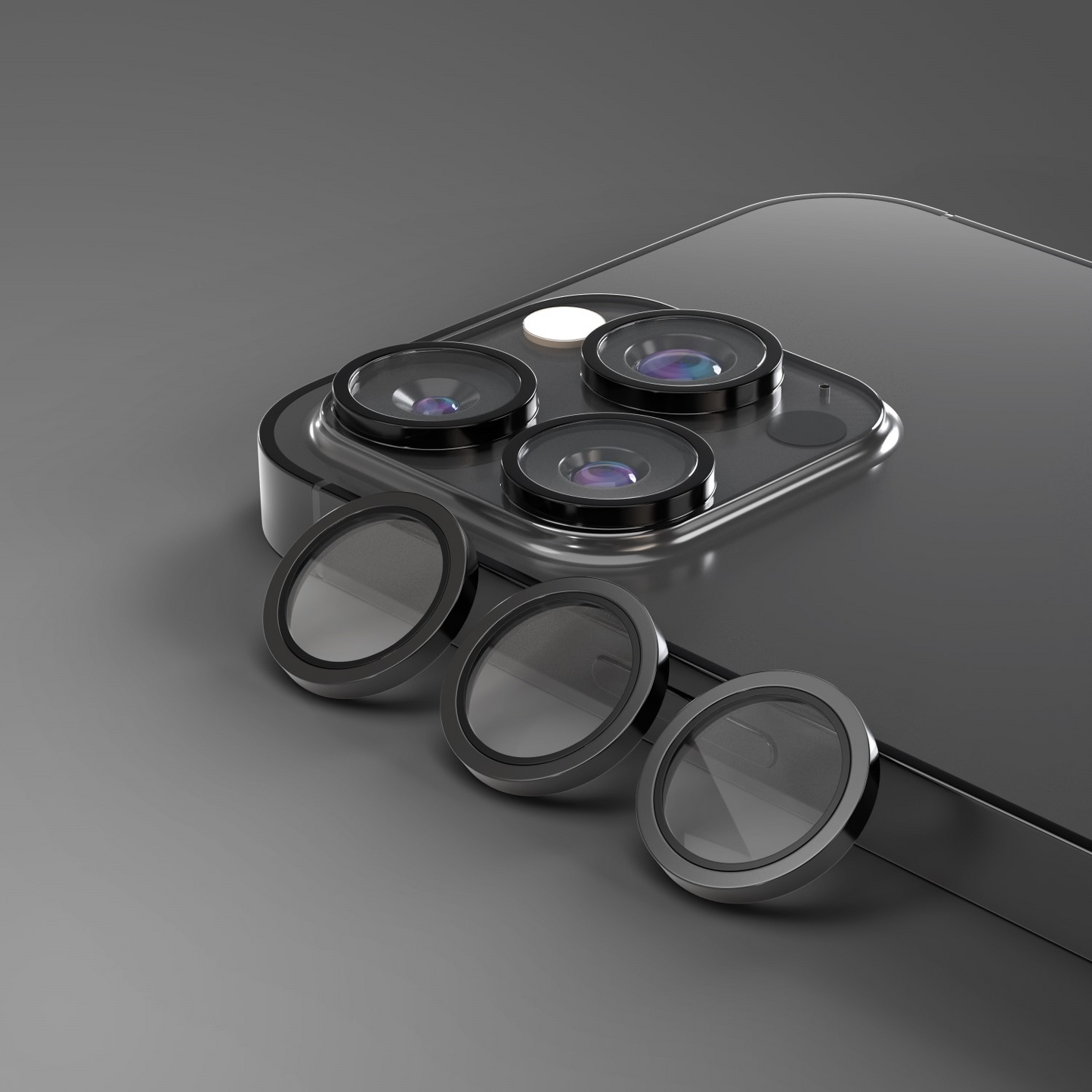 Etteri takakameran suojakalvo Apple iPhone 16 Pro Max / 16 Pro -malleihin, karkaistu lasi, musta