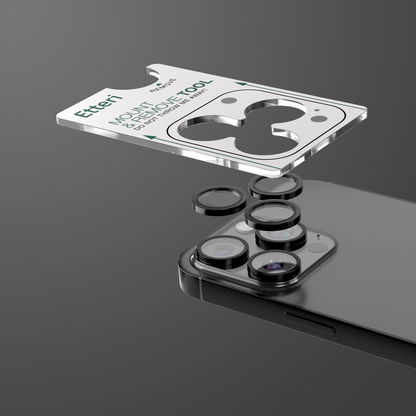 Etteri takakameran suojakalvo Apple iPhone 16 Pro Max / 16 Pro -malleihin, karkaistu lasi, musta