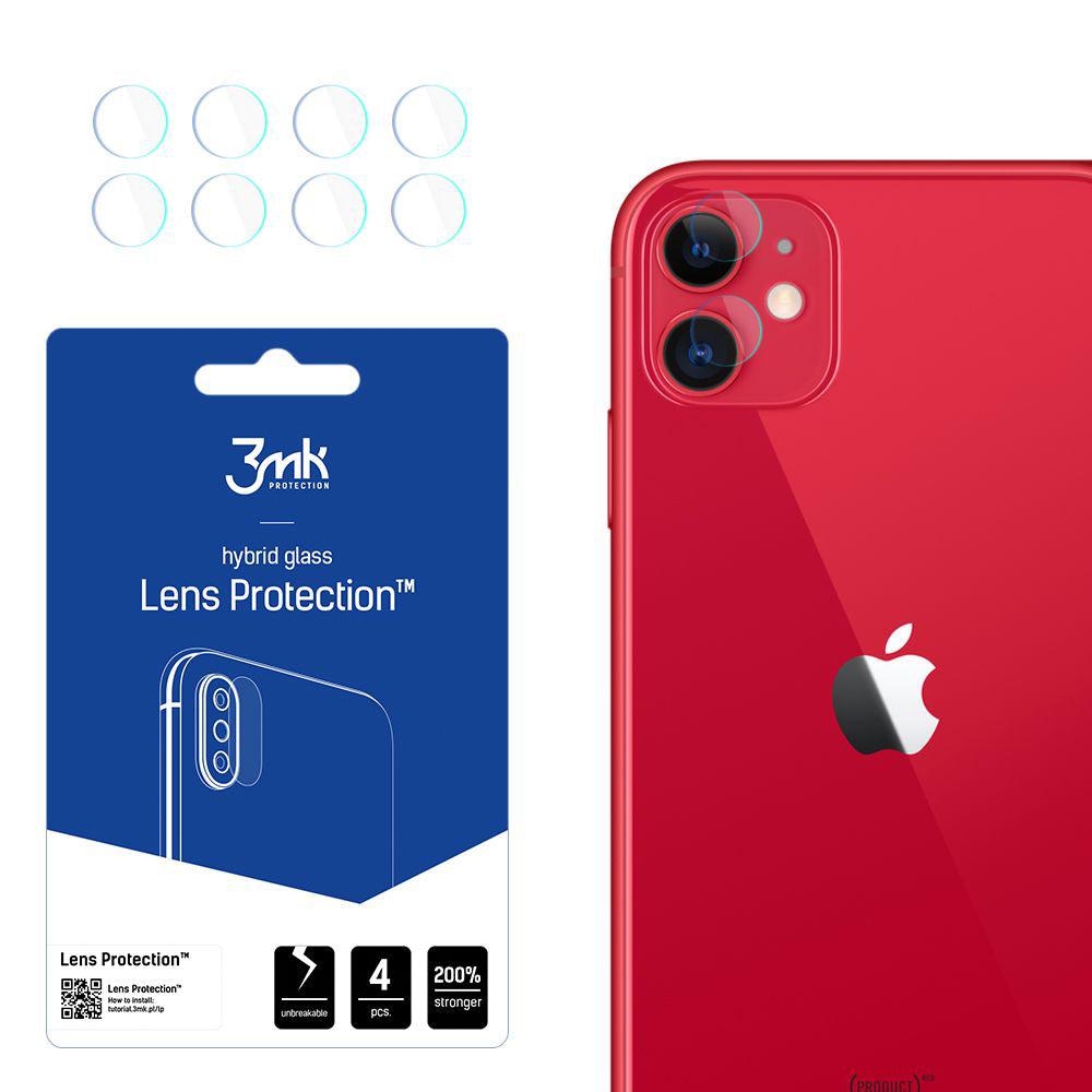 3MK Protection takakameran suojakalvo Apple iPhone 11:lle, joustava lasi, 4 kappaleen setti, läpinäkyvä