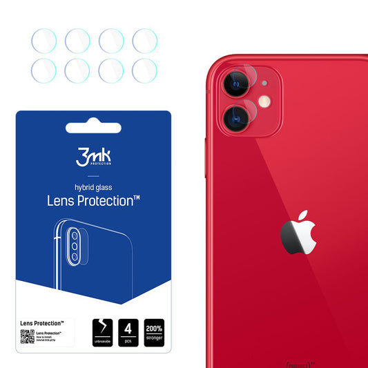3MK Protection takakameran suojakalvo Apple iPhone 11:lle, joustava lasi, 4 kappaleen setti, läpinäkyvä