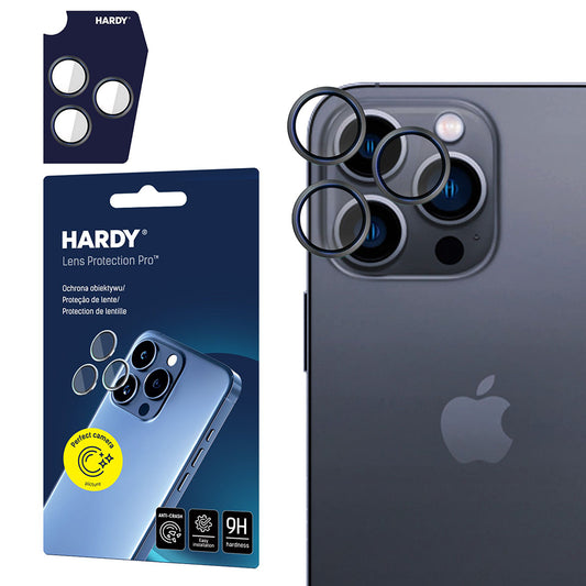 Takakameran suojakalvo 3MK Hardy Protection Pro Apple iPhone 16 Pro Max / 16 Pro -puhelimille, karkaistu lasi, musta