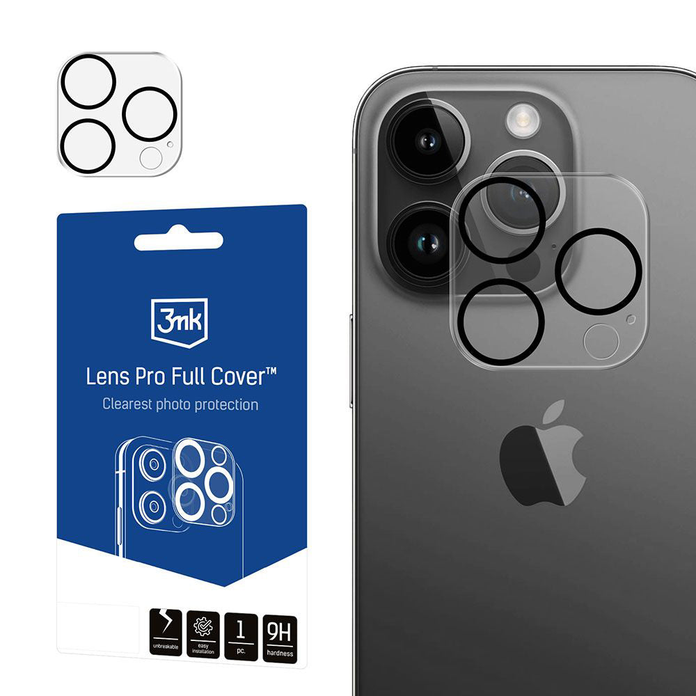3MK Pro Full Cover takakameran suojakalvo Apple iPhone 13 Prolle, karkaistu lasi, läpinäkyvä