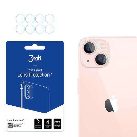 3MK Protection takakameran suojakalvo Apple iPhone 14:lle, joustava lasi, 4 kappaleen setti, läpinäkyvä