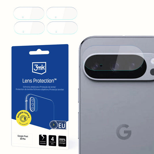 3MK Protection takakameran suojakalvo Google Pixel 10 Pro:lle, joustava lasi, 4 kappaleen setti, läpinäkyvä
