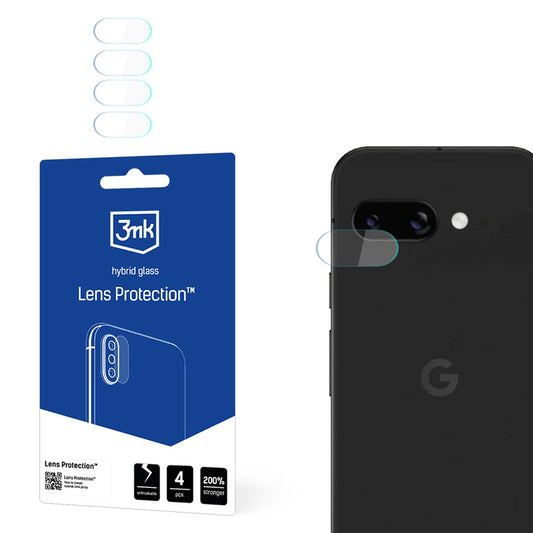 3MK Protection takakameran suojakalvo Google Pixel 9a:lle, joustava lasi, 4 kappaleen setti, läpinäkyvä