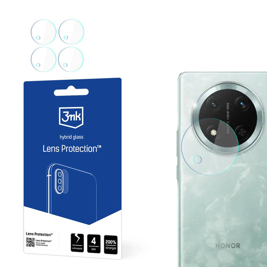 3MK Protection takakameran suojakalvo Honor Magic7 Lite -puhelimelle, joustava lasi, 4 kappaleen setti, läpinäkyvä