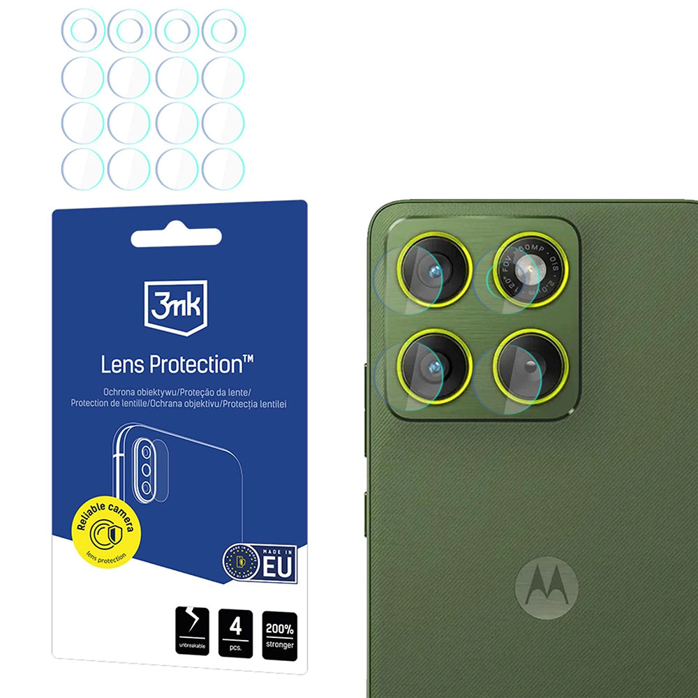 Takakameran suojakalvo 3MK Protection Motorola Edge 70:lle, Panssarilasi, 4 kappaleen setti, Läpinäkyvä