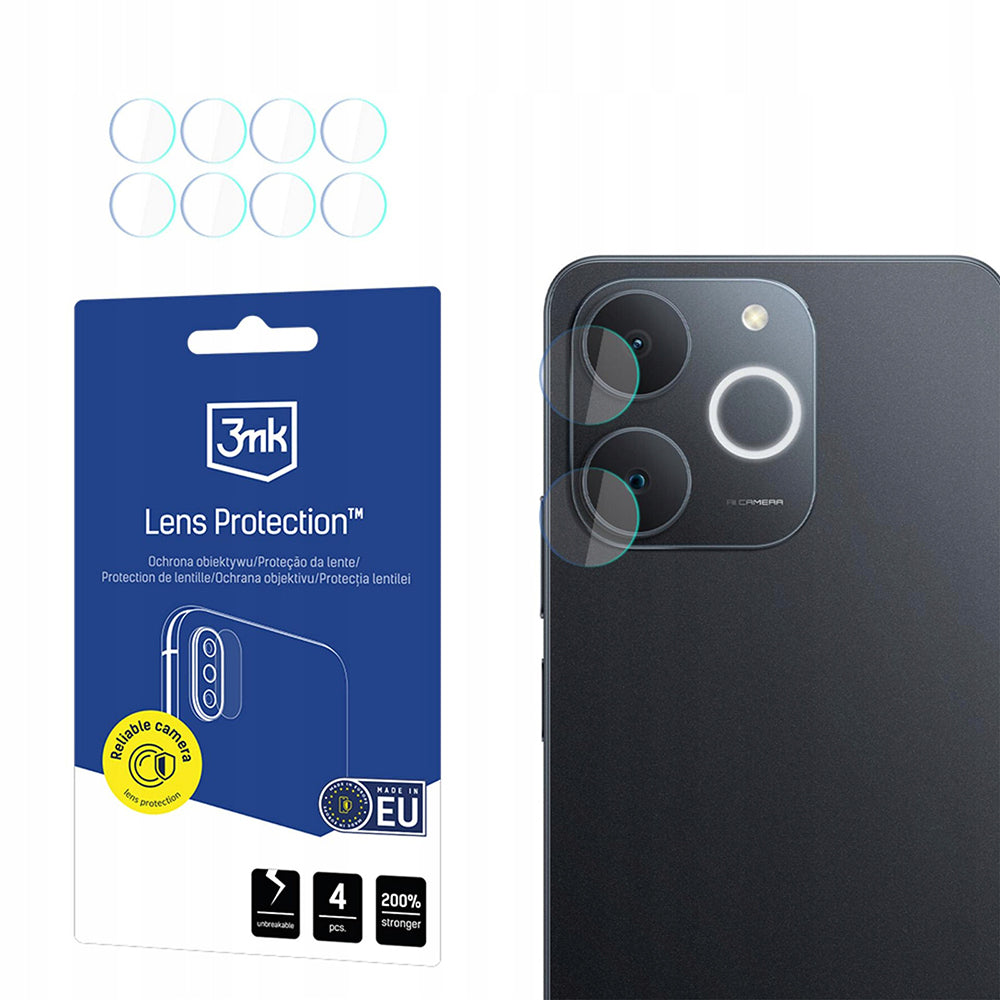 Takakameran suojakalvo 3MK Protection Realme Note 70T:lle, Panssarilasi, 4 kappaleen setti, Läpinäkyvä