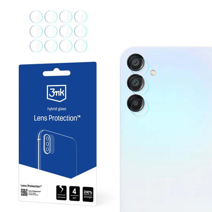 3MK Protection takakameran suojakalvo Samsung Galaxy A15 5G A156:lle, joustava lasi, 4 kappaleen setti, läpinäkyvä