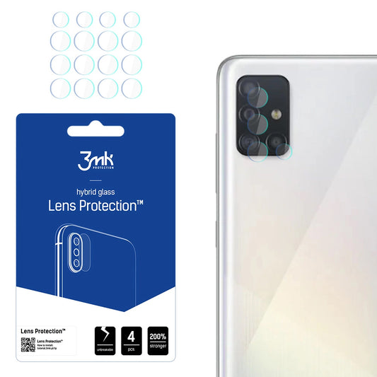 3MK Protection takakameran suojakalvo Samsung Galaxy A52s 5G A528 / A52 5G A526, joustava lasi, 4 kappaleen setti, läpinäkyvä
