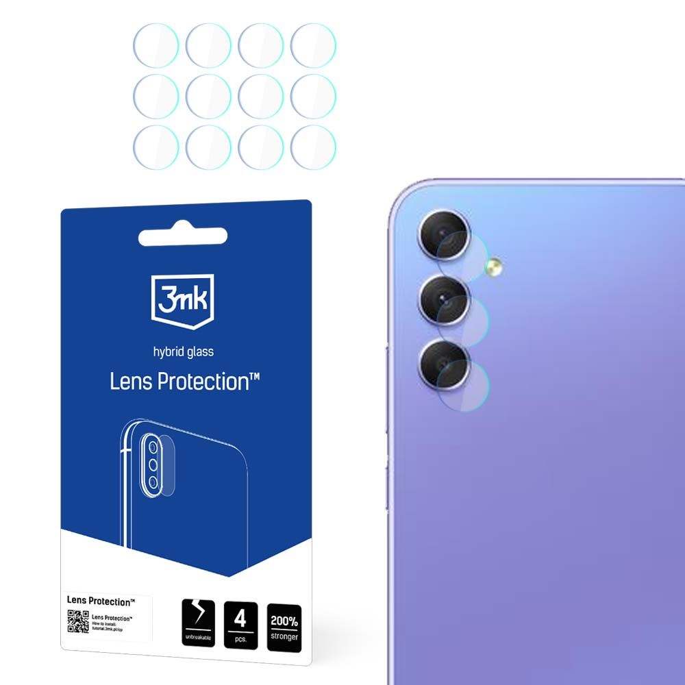 3MK Protection takakameran suojakalvo Samsung Galaxy A55 5G A556 / A35 5G A356, joustava lasi, 4 kappaleen setti, läpinäkyvä