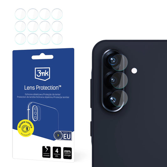 3MK Protection takakameran suojakalvo Samsung Galaxy A56 A566:lle, joustava lasi, 4 kappaleen setti, läpinäkyvä
