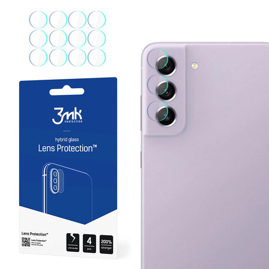 3MK Protection takakameran suojakalvo Samsung Galaxy S21 FE 5G G990:lle, joustava lasi, 4 kappaleen setti, läpinäkyvä