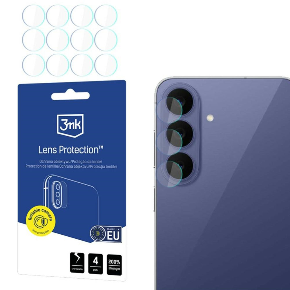 3MK Protection -suojakalvo takakameralle Samsung Galaxy S26 FE S741 -puhelimeen, karkaistua lasia, 4 kappaleen pakkaus, läpinäkyvä