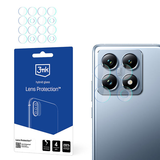 3MK Protection takakameran suojakalvo Xiaomi 14T Pro / 14T:lle, joustava lasi, 4 kappaleen setti, läpinäkyvä