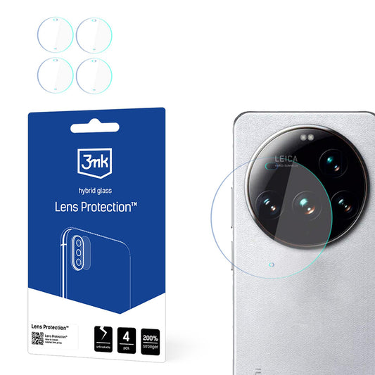 3MK Protection takakameran suojakalvo Xiaomi 15 Ultra -puhelimelle, joustava lasi, 4 kappaleen setti, läpinäkyvä