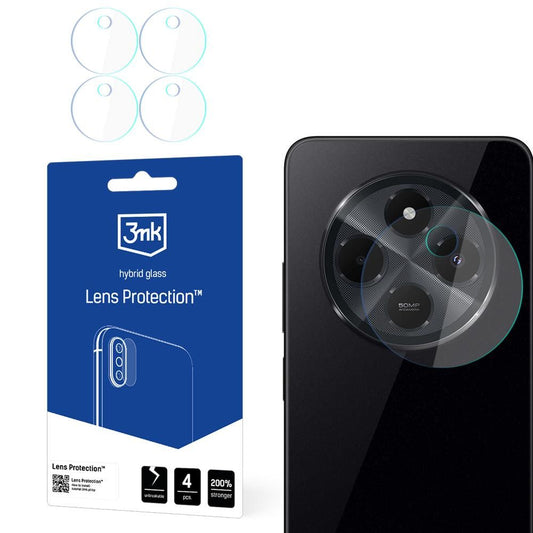 3MK Protection takakameran suojakalvo Xiaomi Poco C75 / Redmi 14C:lle, joustava lasi, 4 kappaleen setti, läpinäkyvä