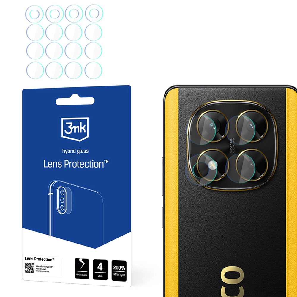 3MK Protection takakameran suojakalvo Xiaomi Poco X7:lle, joustava lasi, 4 kappaleen setti, läpinäkyvä