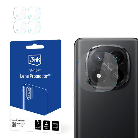 3MK Protection takakameran suojakalvo Xiaomi Redmi Note 14 Pro+ 5G:lle, joustava lasi, 4 kappaleen setti, läpinäkyvä