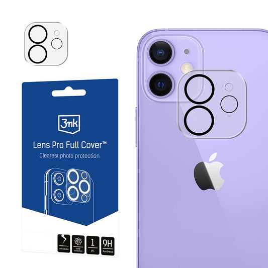 3MK Protection Pro takakameran suojakalvo Apple iPhone 12:lle, karkaistu lasi, musta