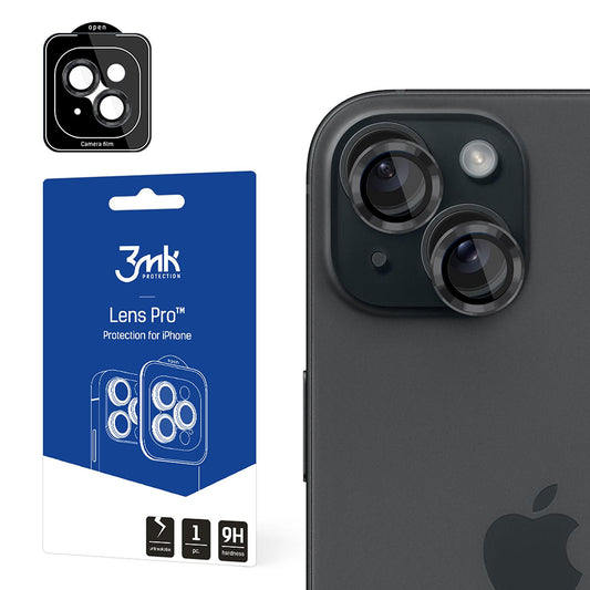 3MK Protection Pro takakameran suojakalvo Apple iPhone 15:lle, karkaistu lasi, harmaa